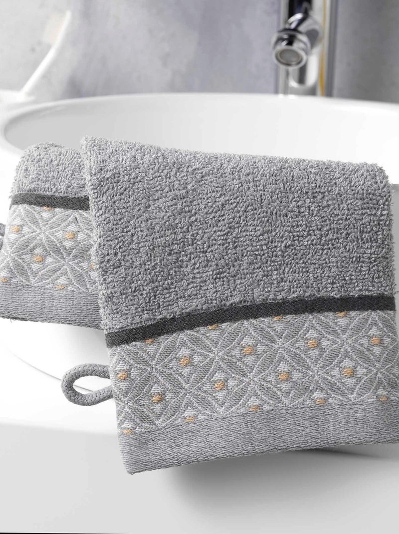 Lot de 2 gants de toilette Collection Art-Chic Beline Gris - Kiabi
