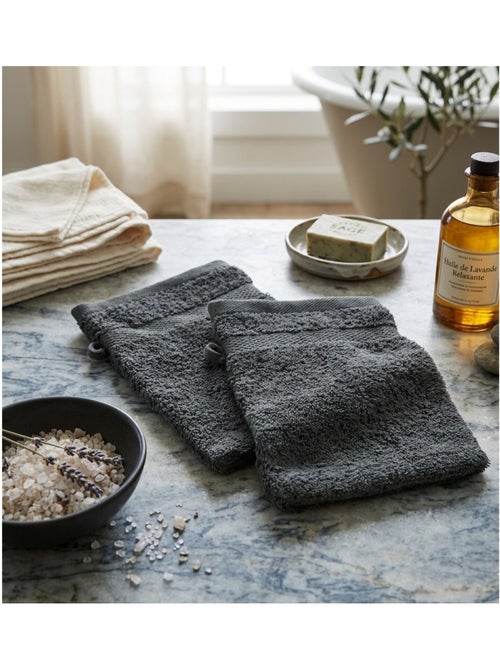 Lot de 2 gants de toilette collection elegante - Kiabi