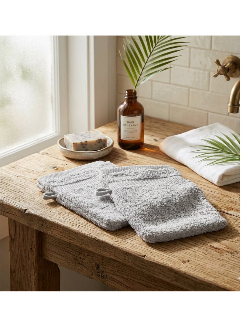 Lot de 2 gants de toilette Collection Elegante Gris - Kiabi