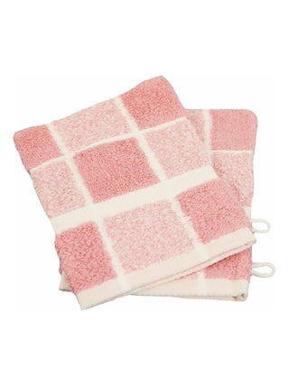 Lot de 2 gants de toilette coton carreaux CELESTE