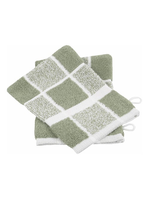 Lot de 2 gants de toilette coton carreaux CELESTE - Kiabi