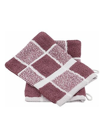 Lot de 2 gants de toilette coton carreaux CELESTE