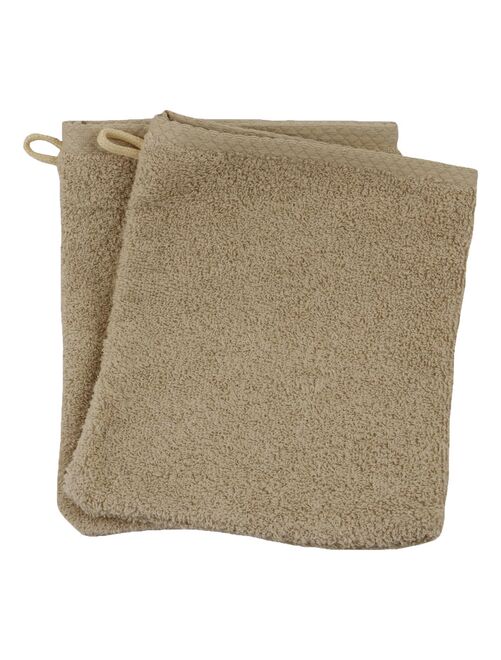 Lot de 2 gants de toilette coton eponge ESSENTIELLE - Kiabi