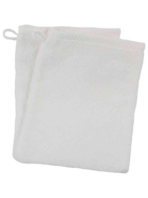 Lot de 2 gants de toilette coton eponge ESSENTIELLE - Kiabi