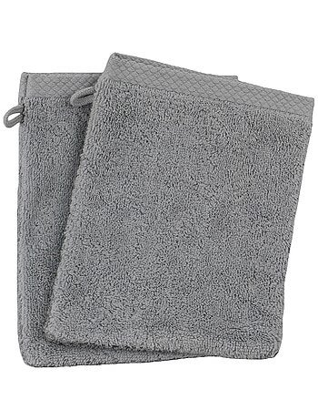 Lot de 2 gants de toilette coton eponge ESSENTIELLE