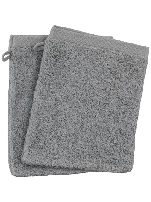 Lot de 2 gants de toilette coton eponge ESSENTIELLE - Kiabi