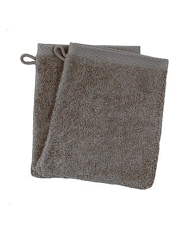 Lot de 2 gants de toilette coton eponge ESSENTIELLE