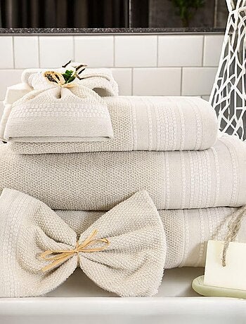 Lot de 2 gants de toilette coton lin éponge LINA