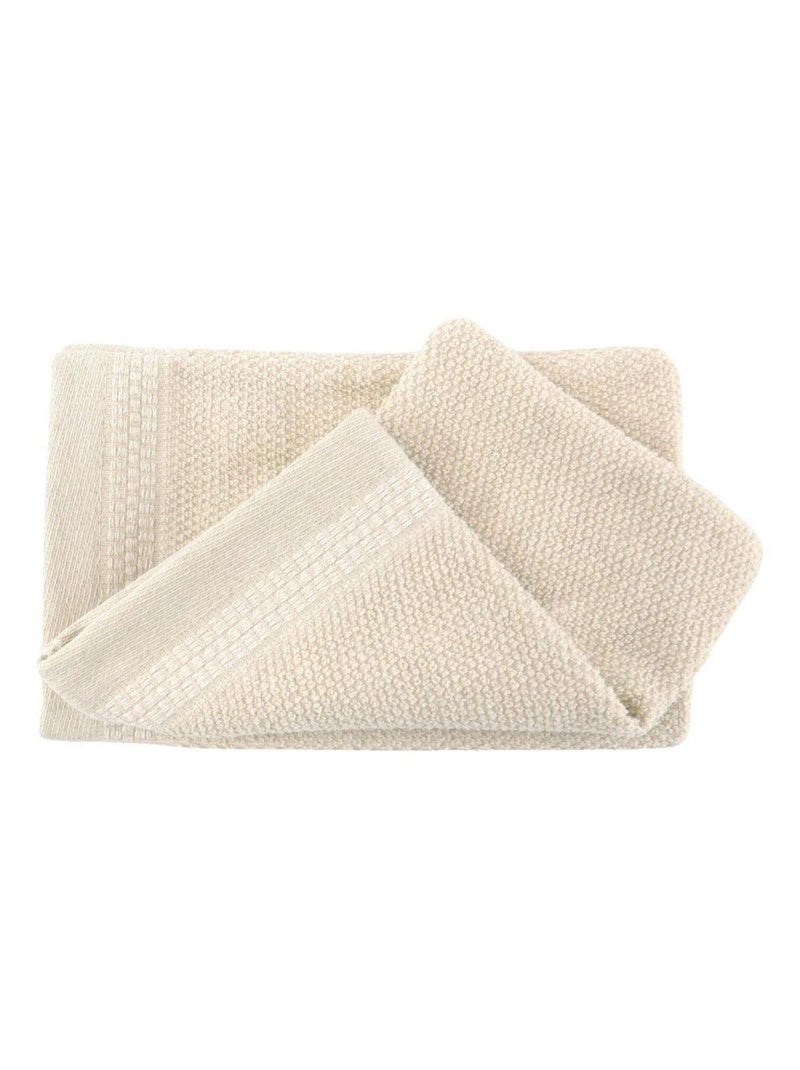 Lot de 2 gants de toilette coton lin ?ponge LINA Beige - Kiabi