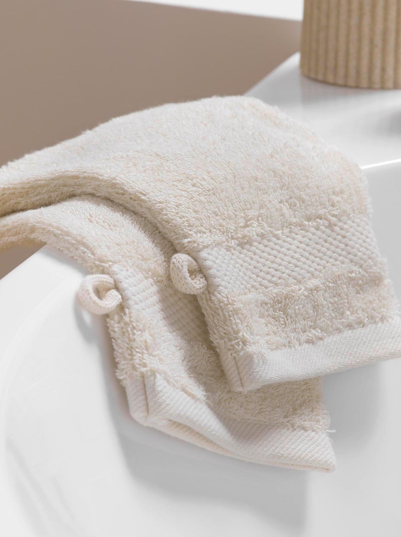 Lot de 2 gants de toilette Elegante Beige sable - Kiabi