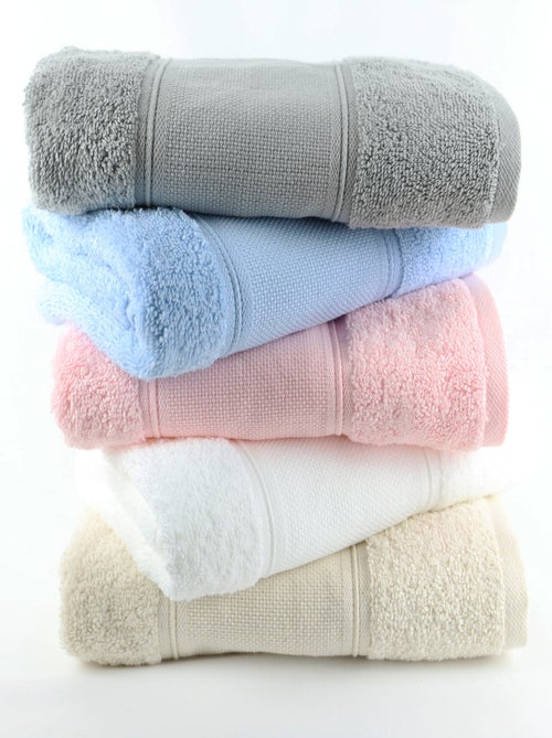 Lot de 2 gants de toilette en bouclette éponge avec bande à broder en toile AIDA - Kiabi