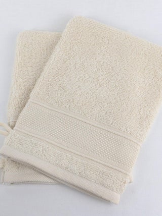 Lot de 2 gants de toilette en bouclette éponge avec bande à broder en toile AIDA