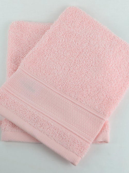 Lot de 2 gants de toilette en bouclette éponge avec bande à broder en toile AIDA - Kiabi