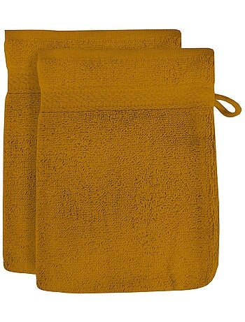 Lot de 2 gants de toilette en coton 500 gr/m2 16x21 cm lagune, par soleil d'ocre