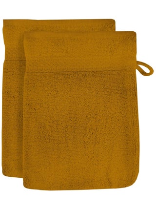 Lot de 2 gants de toilette en coton 500 gr/m2 16x21 cm LAGUNE, par Soleil d'ocre