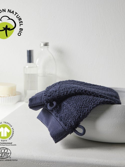 Lot de 2 gants de toilette en coton BIO - Kiabi