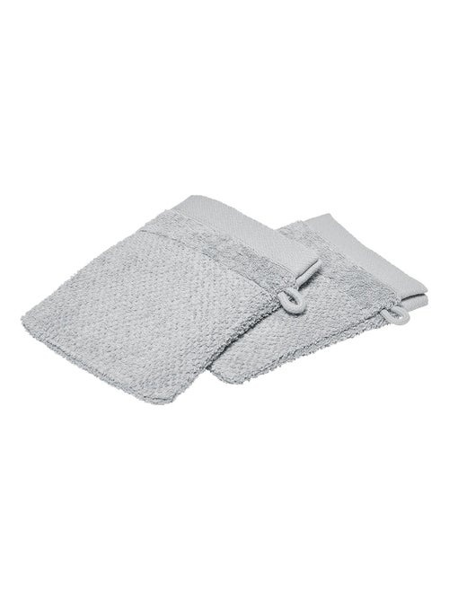 Lot de 2 gants de toilette en coton BIO - Kiabi