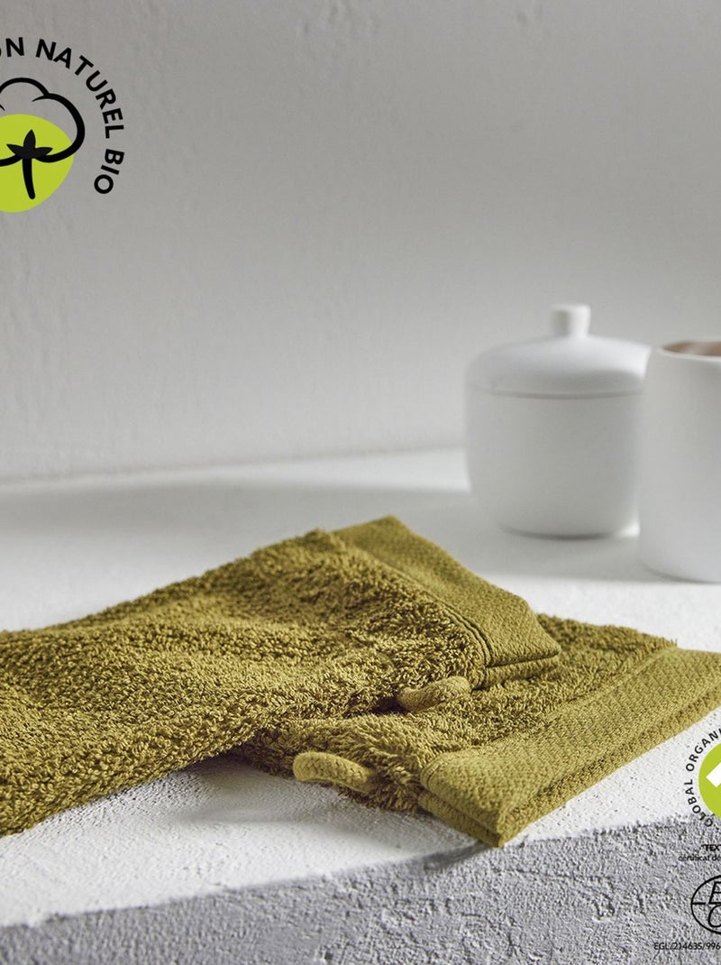 Lot de 2 gants de toilette en coton BIO Marron - Kiabi