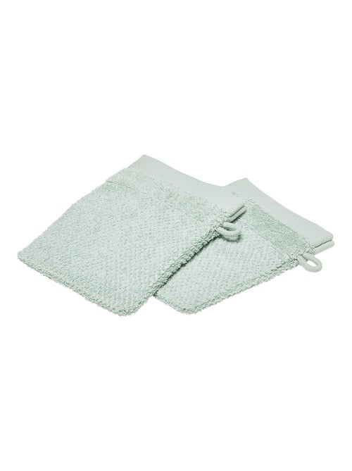 Lot de 2 gants de toilette en coton BIO - Kiabi