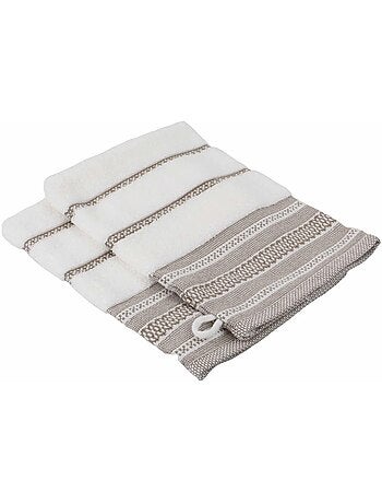 Lot de 2 gants de toilette en coton éponge Ethnique