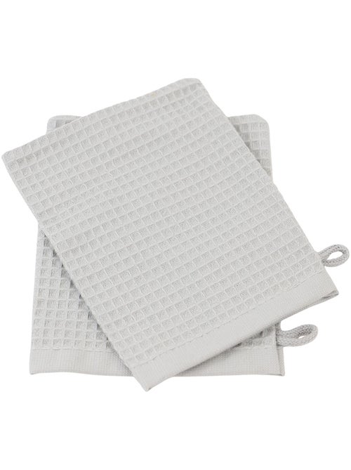 Lot de 2 gants de toilette en coton nid d'abeille EDEN - Kiabi