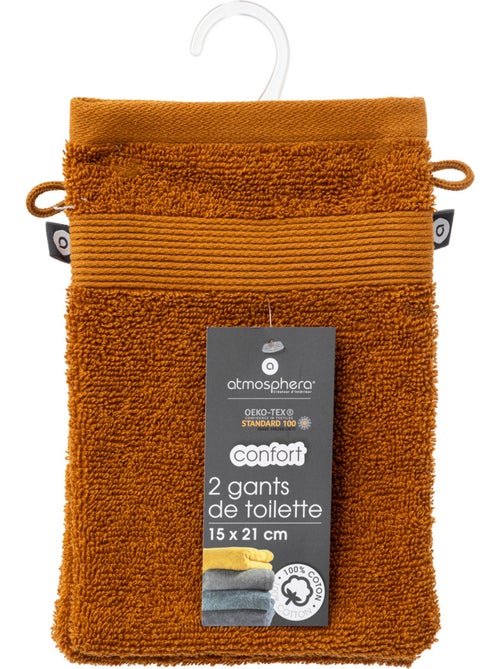 Lot de 2 gants de toilette en coton PRAIA - Kiabi