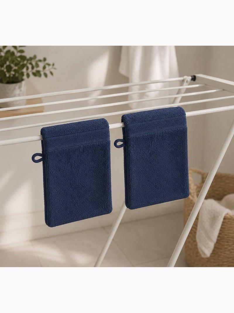 Lot de 2 gants de toilette Lilas Bleu marine - Kiabi