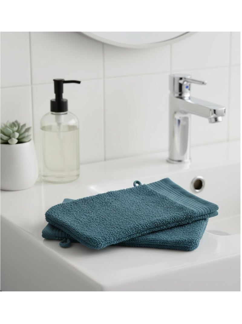 Lot de 2 gants de toilette Lilas Bleu pétrole - Kiabi