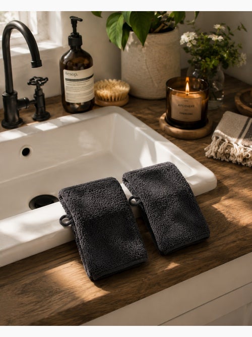 Lot de 2 gants de toilette Lilas - Kiabi