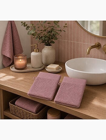 Lot de 2 gants de toilette Lilas