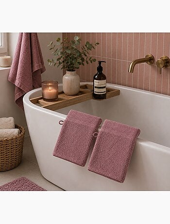 Lot de 2 gants de toilette Lilas