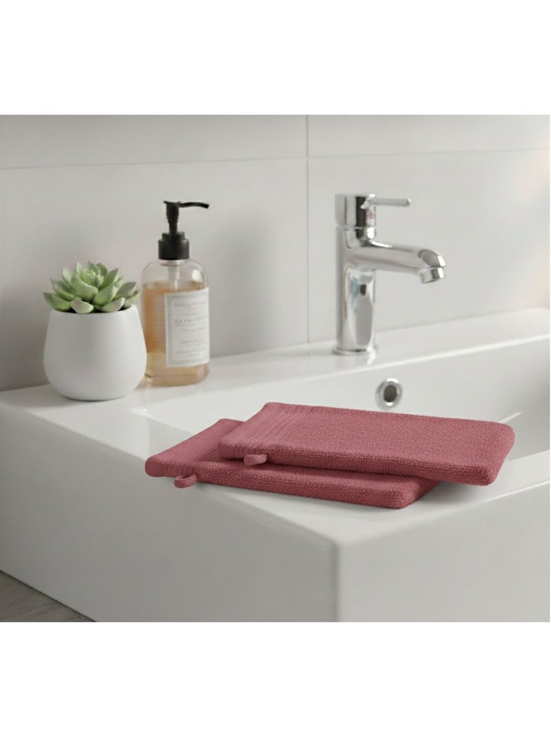 Lot de 2 gants de toilette Lilas Rouge Marsala - Kiabi