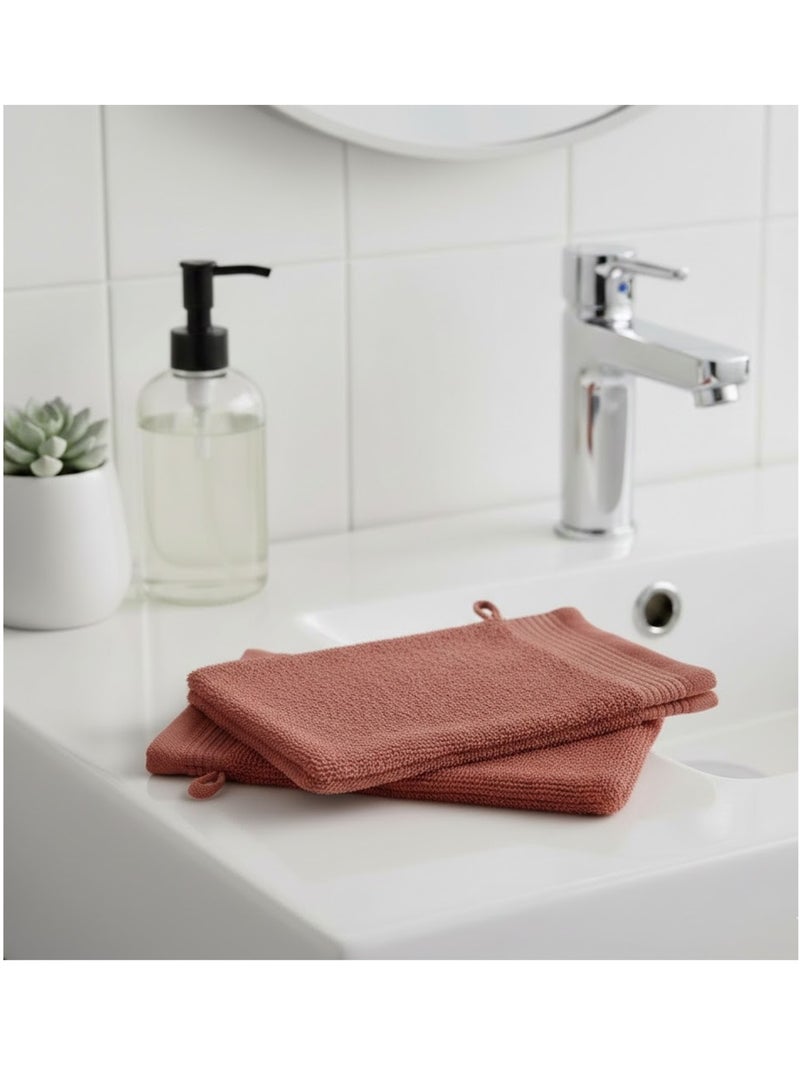 Lot de 2 gants de toilette Lilas Terracotta - Kiabi