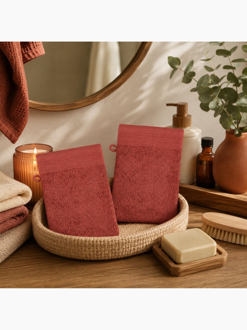 Lot de 2 gants de toilette Lilas Terracotta - Kiabi
