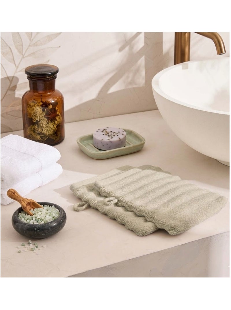 Lot de 2 gants de toilette maia Taupe - Kiabi
