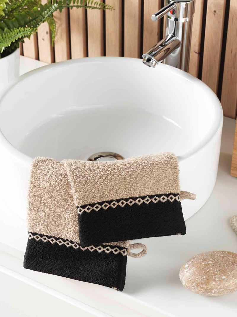 Lot de 2 gants de toilette Majestic Beige - Kiabi