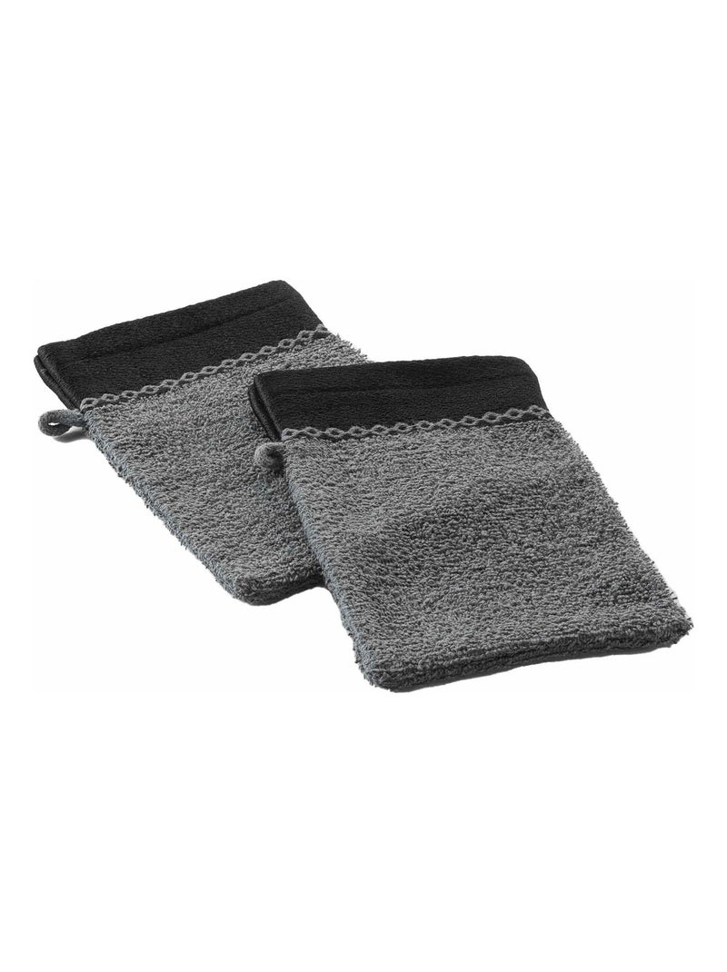 Lot de 2 gants de toilette Majestic gris anthracite - Kiabi