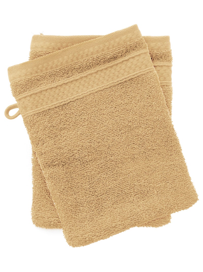 Lot de 2 gants de toilette NAÏA Jaune foncé - Kiabi