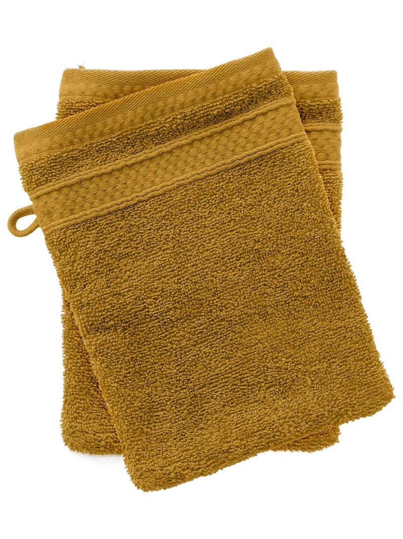 Lot de 2 gants de toilette NAÏA Jaune or - Kiabi