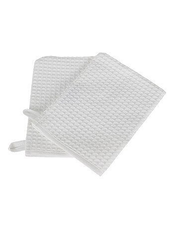 Lot de 2 gants de toilette nid d'abeille WEEK END