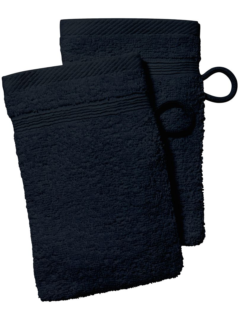 Lot de 2 gants de toilette noir - Kiabi