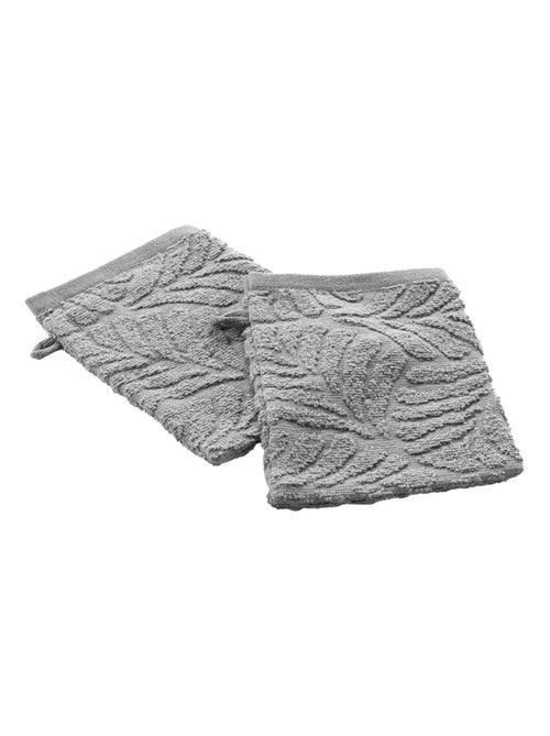 Lot de 2 gants de toilette OCALA - Eponge ciselée unie - Kiabi