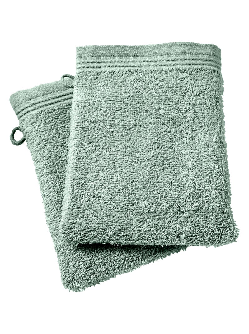 Lot de 2 gants de toilette "Spa" 15 x 21 cm / 400 gr/m² - Couleur: "Spa" Menthe Vert chèvrefeuille - Kiabi