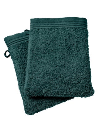 Lot de 2 gants de toilette "Spa" 15 x 21 cm / 400 gr/m² - "Spa" Emeraude - Lot de 2 Gants de toilett