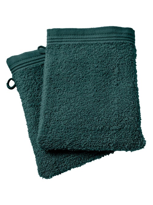 Lot de 2 gants de toilette "Spa" 15 x 21 cm / 400 gr/m² - "Spa" Emeraude - Lot de 2 Gants de toilett - Kiabi