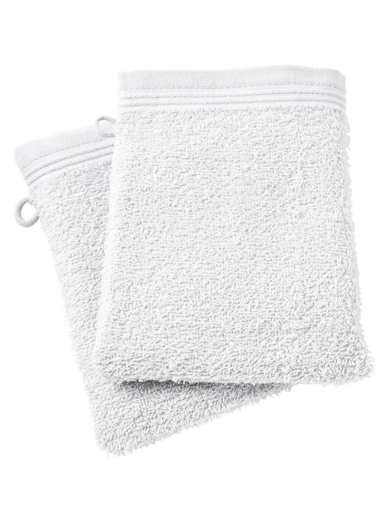 Lot de 2 gants de toilette "Spa" 15 x 21 cm / 400 gr/m² - "Spa" Neige - Lot de 2 Gants de toilette 1 Blanc - Kiabi