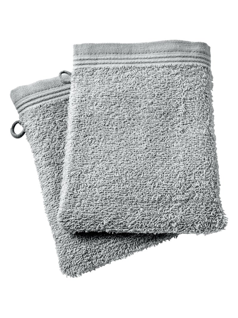 Lot de 2 gants de toilette "Spa" 15 x 21 cm / 400 gr/m² - "Spa" Perle - Lot de 2 Gants de toilette 1 Gris - Kiabi