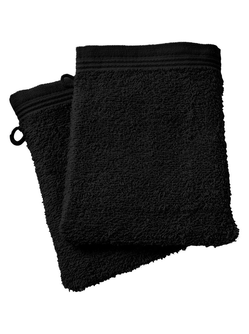 Lot de 2 gants de toilette "Spa" 15 x 21 cm / 400 gr/m² - "Spa" Truffe - Lot de 2 Gants de toilette Noir - Kiabi