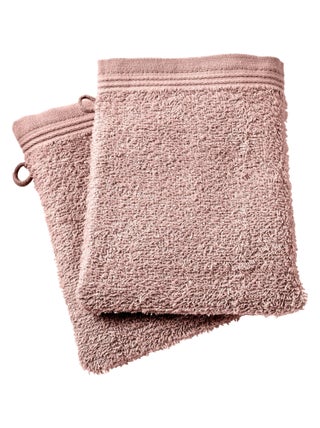 Lot de 2 gants de toilette "Spa" 15 x 21 cm / 400 gr/m² - "Spa" Vieux Rose - Lot de 2 Gants de toile
