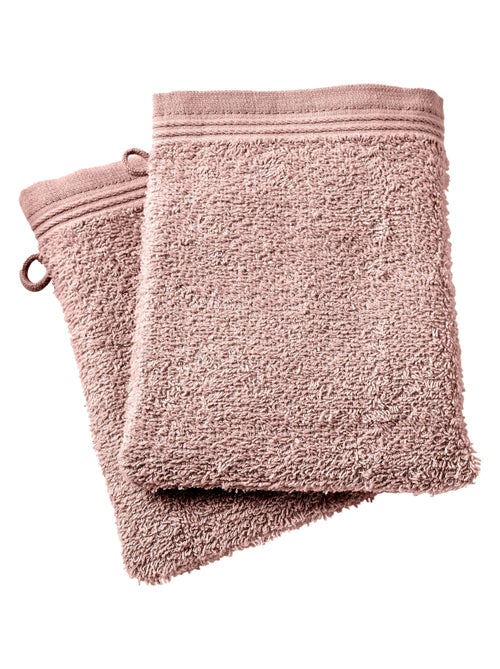 Lot de 2 gants de toilette "Spa" 15 x 21 cm / 400 gr/m² - "Spa" Vieux Rose - Lot de 2 Gants de toile - Kiabi
